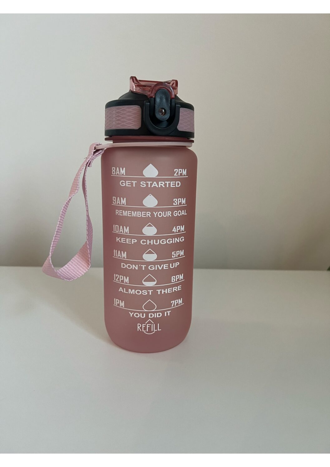 Motivatie drinkfles met rietje (roze) 600 ml