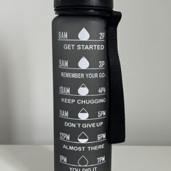 Motivatie drinkfles met rietje (zwart) 1000 ml